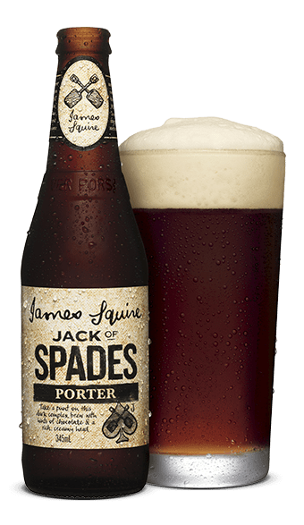 A bottle and schooner of James Squire Jack of Spades Porter